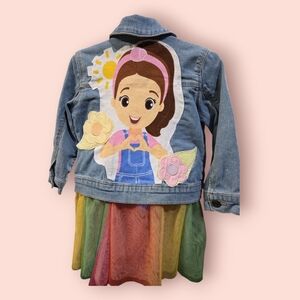 Upcycled Cat & Jack Blue Denim Jacket  with Colorful Accents.Custom designed